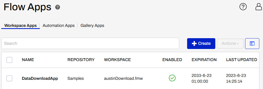 Manage Workspace Apps page